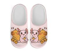 Jeiento Cartoon Axolotl and Capybara Slippers for Women Ladies Lightweight Comfy Cozy Spa Slippers Teenager Girl Cartoon Capybara Slipper Home Shoes,M