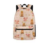 Jeiento Cartoon Capybara Pattern Backpack Axolotl School for Boys,Girls Large Capacity Preschool Elementary School Bookbag Back to School Bag Daisy Flower Travel Laptop Bag 17 Inch