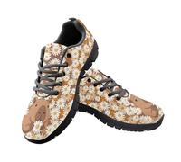 Jeiento Cartoon Capybara Walking Shoes Mesh Breathable Lace Up Sport Running Sneakers White Daisy Flower Trainers Unisex Adult Athletic Trainers Shoes for Gym Workout,11 UK