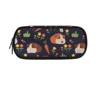 Jeiento Cartoon Hamster&Carrot Pencil Case for Girls&Boys Storage Pencil Pen Case Bag Wild Floral Travel Luggage Make up Cosmetic Bag for Women Men