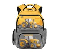 Jeiento Cartoon Tractor Backpack Boys Farm Tractor School Bag Large Capacity Kids Backpack Back to School Supplies, Lightweight Double Zipper Shoulder Ruckpack for Travel,Sport,Picnic