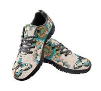 Jeiento Casual Walking Shoes Bohemian Flower Butterfly Outdoor Running Sneaker for Women Men Mesh Workout Trainers Comfort Footwear,9 UK