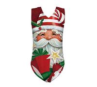 Jeiento Christmas Athletic Dance Gymnastic Leotards Bodysuit for Girl,Christmas Santa