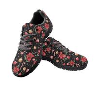 Jeiento Christmas Poinsettia Flower Walking Shoes for Women Men Xmas Holiday Footwear Cosplay Sneakers Mesh Breathable Tennis Shoes Slip Resistant Road Running Sneakers,5 UK