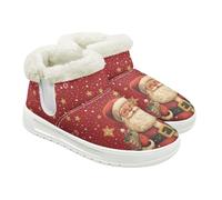 Jeiento Christmas Santa Claus Snow Boots for Women Outdoor Winter Shoes Fur Lined Warm Slip On Boots Comfort Ankle Booties Christmas Holiday Cosplay Footwear,UK 6