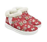 Jeiento Christmas Santa Claus Snow Boots Warm Fur Lined Winter Ankle Boots Wide Toe Anti Slip Hiking Boots Ugly Xmas Shoes for Party Costume,UK 5