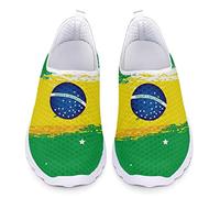 Jeiento Christmas Shoes for Womens Athletic Running Shoes Fashion Tennis Shoes Walking Sneakers, Brazilian Flag, 9.5