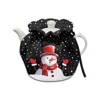 Jeiento Christmas Snowmen Tea Cosy Heat Resistant Teapot Cover with Adjustable Strap Breakfast Warmer Tea Pot Cover for Teapots Christmas Decorations