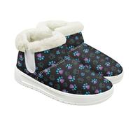 Jeiento Colordul Dog Paw Snow Boots for Women Lady Winter Shoes with Fur Lined Warm Comfortable Ankle Booties Slip Resistant Booties for Hiking,Working,Traveling,UK 7