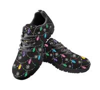 Jeiento Colorful Christmas Lights Running Shoes for Women Men Fashion Sneakers Merry Christmas Holiday Footwear Comfortable Lace Up Sneakers for Trainers Tennis Jogging Hiking,4 UK