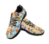 Jeiento Colorful Daisy Flower Butterfly Sneakers Women's Mens Gym Athletic Trainers Lightweight Casual Mesh Walking Shoes Slip-on Breathable Tennis Shoes,9 UK