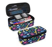 Jeiento Colorful Dinosaur Pencil Case for Kids,Big Capacity Pen Pencil Holder Box Makeup Pens Pouch with Zipper,Portable Stationery Organizer for School Office
