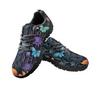 Jeiento Colorful Flower Butterfly Shoes for Women Men Casual Walking Sneakers Ladies Floral Running Sneakers Comfort Lightweight Outdoor Travel Shoes,9 UK