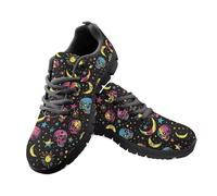 Jeiento Colorful Moon Stars Skull Sneaker for Women Men Casual Walking Sneakers Mesh Lace Up Sport Shoes Skeleton Footwear Trainers,4 UK
