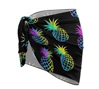 Jeiento Colorful Pineapple Short Sarong for Women Pineapple Bikini Coverup for Women Sexy Chiffon Short Skirt for Beach Party Pool Party Cruise Ship