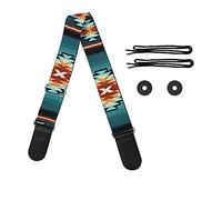 Jeiento Cool Aztec Design PU Leather & Polyester Guitar Strap with Guitar Pick Pocket for Acoustic Guitars, Bass Adjustable Length