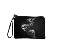 Jeiento Cool Skull Small Coin Purse for Women Cosmetic Case Waterproof Makeup Bag Toiletry Kit Clutch Tote Bag Multi-Functional Black