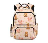Jeiento Cute Axolotl and Capybara School Bag for Girl Boys Large Capacity Elementary School Backpack Teenager Sport,Travel Ruckpack,Waterproof Casual Daypack for Teenager Adult 17 Inch