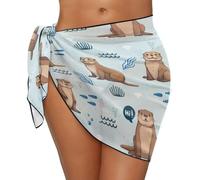 Jeiento Cute Beaver Women's Swimwear Cover Ups Soft Chiffon Short Skirt for Teen Girls Lightweight Sexy Bikini Wrap Skirt for Beach Vacation Cruise Ship