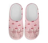 Jeiento Cute Cherry Pattern Slippers Women Lady Close Toe Slides Home Shoes Lightweight Comfortable Spa Slipper with Anti Skid Sole,XS