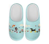 Jeiento Cute Dachshund Dog and Cat Slipper for Women Men Breathable Close Toe Slipper with Anti Skid Sole,Lightweight Reusable Guest Slides Home Shoes,XS