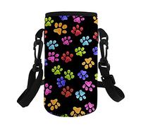 Jeiento Cute Dogs Paws Print Glass Bottle or Water Bottle Holder Water Bottle Bag Water Bottle Protection with Adjustable Strap Keep the Water Bottle in Place(500-750ML)