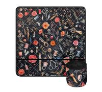 Jeiento Cute Flower Sewing Tools Pattern Sewing Machine Dust Pad with Storage Sewing Tools Pockets Lightweight Sewing Machine Muffling Mat for Storing Sewing Tools Waterproof Decorative Mat