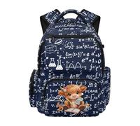 Jeiento Cute Highland Cow Schoolbag for Girls 17 Inch School Backpack Math Formula Theme Laptop Bag Large Capacity Elementary School Bookbag Teenager Casual Ruckpack for Gym Sport,Travel
