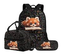 Jeiento Cute Red Panda Schoolbag Set 3 Pack Cute Backpack for Kids Include Insulated Lunch Box Handbag and Pen Bag Teenager Girl Travel Ruckpack Picnic Lunch Box