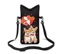 Jeiento Cute Welsh Corgi Dog Cellphone Sleeve Pouch Case with Crossbody Strap Neck Lanyard for Women Men Puppy Lover Phone Carrying Case Mobile Phone Crossbody Sling Bag for Outdoor Activity,Beach