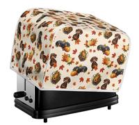 Jeiento Dachshund Dog Maple Leaf Toaster Dust Cover 2 Slice Dust-proof Cover for Kitchen Small Appliance Greasy and Fingerprint Protection,Halloween Decorative,S