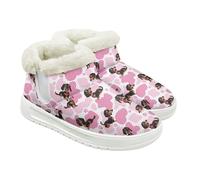 Jeiento Dachshund Dog Print Fuzzy Snow Botos for Women Men Outdoor Slip On Shoes Winter Bootie Comfortable Lightweight Flat Walking Shoes Hiking Ankle Booties,UK 9