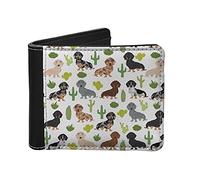 Jeiento Dachshunds and Cactus Print Men Wallet Slim with Bifold Closure Lightweight Cards Holder Purse 1 Standard Billfold, 4 Card Slots