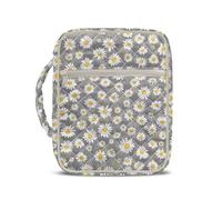 Jeiento Daisy Floral Quilted Bible Bag with Handle,Bible Carrying Case Tote Bag with Zippered Front Pocket Aesthetic Flower Christian Prayer Bag Bible Study Accessories Supplies