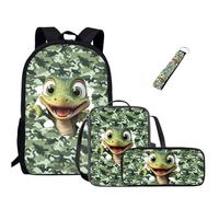 Jeiento Dinosaur Children Backpack 4 Pack Lightweight School Bag with Lunch Bag Pencil Case for Boy Girl