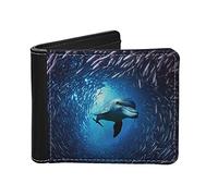 Jeiento Dolphin Sea Printed Sturdy Material Large Bifold Mens Wallet 1 Standard Billfold, 4 Card Slots (3.7x4.5 Inches)