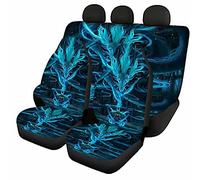 Jeiento Dragon Pattern Car Accessories for Men Women, Stretch Fabric Car Seat Covers Combo Set of 4, Front and Rear Seat Covers