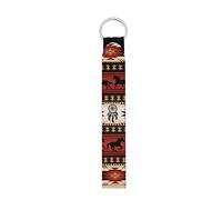 Jeiento Dreamcatcher Horse Print Key Ring Chain Bracelet, Heavy Duty Round Wristlet Keychain Holder for Women Men