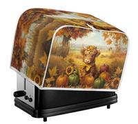 Jeiento Dust Covers for Toaster 4 Slice Highland Cow Toaster Cover Sunflower Pumpkin Kitchen Small Appliance Dustproof Case Easy to Hanging Bread Maker Storage Bag,M