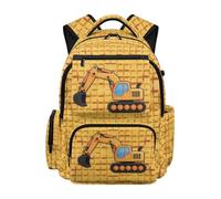 Jeiento Excavator Construction Vehicles School Bag for Kids 17Inch Laptop Bag with Adjustable Shoulder Strap,Lightweight Preschool Elementary School Students Bookbag