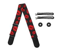 Jeiento Fashion Red Lips Print Guitar Straps for Women Musical Instrument Accessories Polyester Fiber Material Sturdy & Comfort to Use