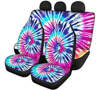 Jeiento Fashion Tie Dye Print Car Seat Covers Women Men Full Set Universal Fit Car Seat Cover for Cars SUV Trucks Rear Seat Cover Split Bench