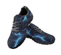 Jeiento Fashion Trainers Sneakers Lightning Pattern Shoes for Women Men Lace Up Running Sneakers Comfort Lightweight Nurse Shoes Flat Footwear,5 UK