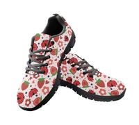 Jeiento Fashion Walking Shoes Cute Strawberry Ladybug Pattern Shoes for Men Women Mesh Breathable Lace Up Sport Running Sneakers,5 UK