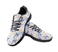 Jeiento Fashion Walking Sneakers Cartoon Dolphin Pattern Sneakers for Men Women Lace Up Running Sneakers Lightweight Comfortable Jogging Footwear,7 UK