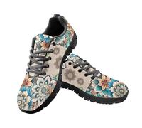 Jeiento Fashion Women Slip On Trainers Green Bohemian Flower Walking Shoes for Dentist Doctor Working Flat Sneaker Ladies Gym Athletic Tennis Footwear,11 UK