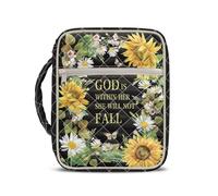 Jeiento Floral Checkered Bible Cover Case with Handle,Aesthetic Bible Book Carrying Handbag Organizer Zipper for Women Lady Quilted Bible Bag