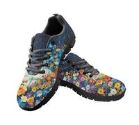 Jeiento Flower Ghost Walking Shoes for Women Men Halloween Holiday Casual Footwear Unisex Adult Outdoor Road Running Sneakers Teenager Girl Lace Up Trainers Sneakers,5 UK