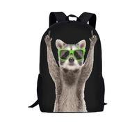 Jeiento Funny Lemur Students Bookbag for Boys School Bags with Bottle Holder Gym Sports Hiking Shoulder Backpack Big Capacity Rucksack for Teenager