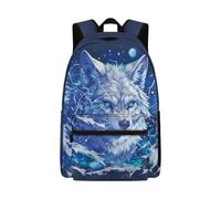 Jeiento Galaxy Wolf Backpack for School,Toddler Backpack 17Inch Boys Girls Bookbag for Primary,Middle School,Large Capacity Travel Ruckpack for Teenager